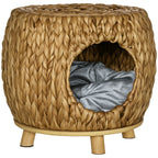 Pawhut Chic Rattan Cat House Stool with Plush Cushion - The Ultimate Retreat for Your Feline Companion!