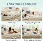 Indulge in Luxury with the Giant Ivory White Human Dog Bed - Orthopedic Foam Comfort with Cozy Blanket and Portable Design