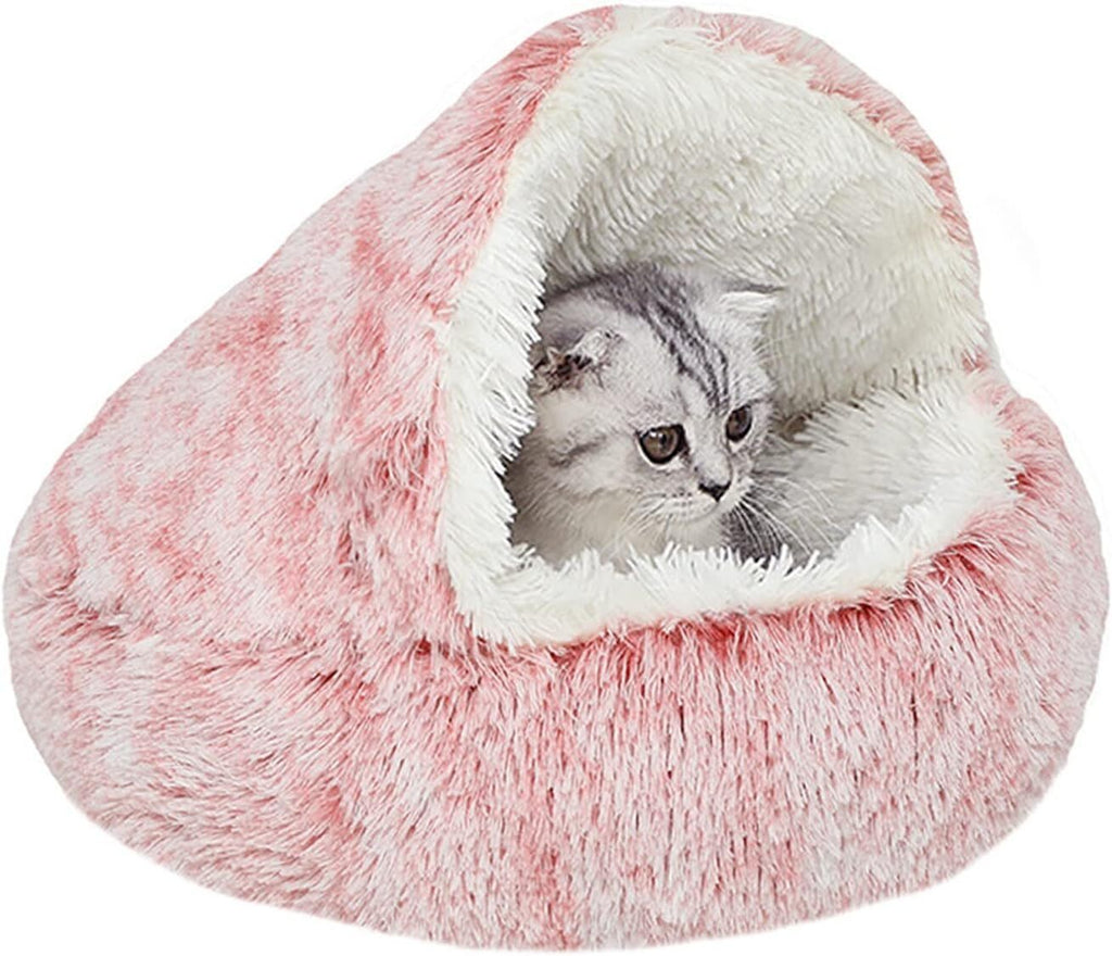 Indulge Your Pet with the Ultimate Hooded Faux Fur Cave Bed for Cats and Dogs - Soft, Cozy, and Calming Retreat