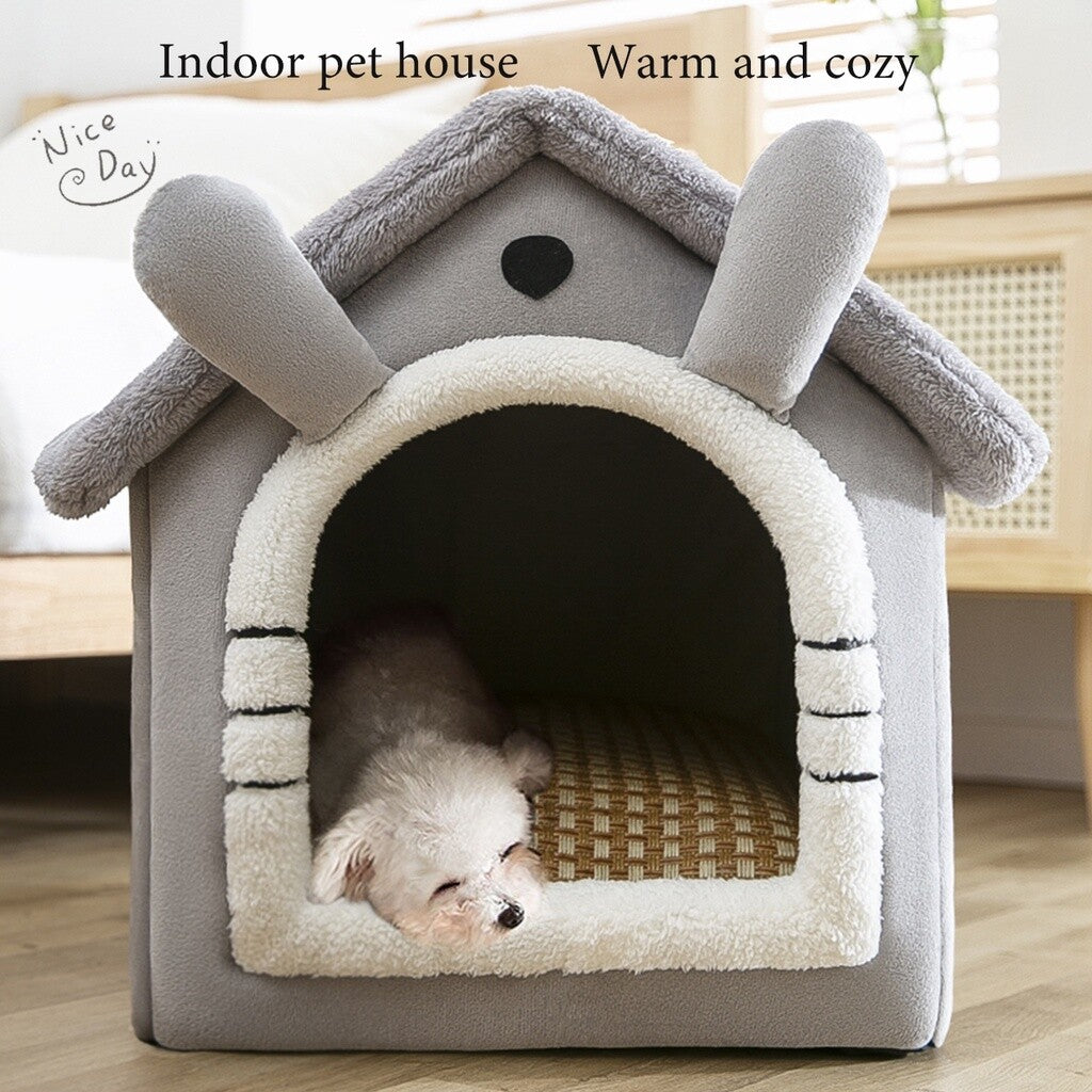 Cozy and Stylish Large Grey Pet Cat Bed - Perfect Warm House for Cats and Dogs!