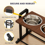 Elevate Your Dog's Dining Experience with Adjustable Raised Bowls - Stylish Brown Design with 4 Heights & 3 Angles