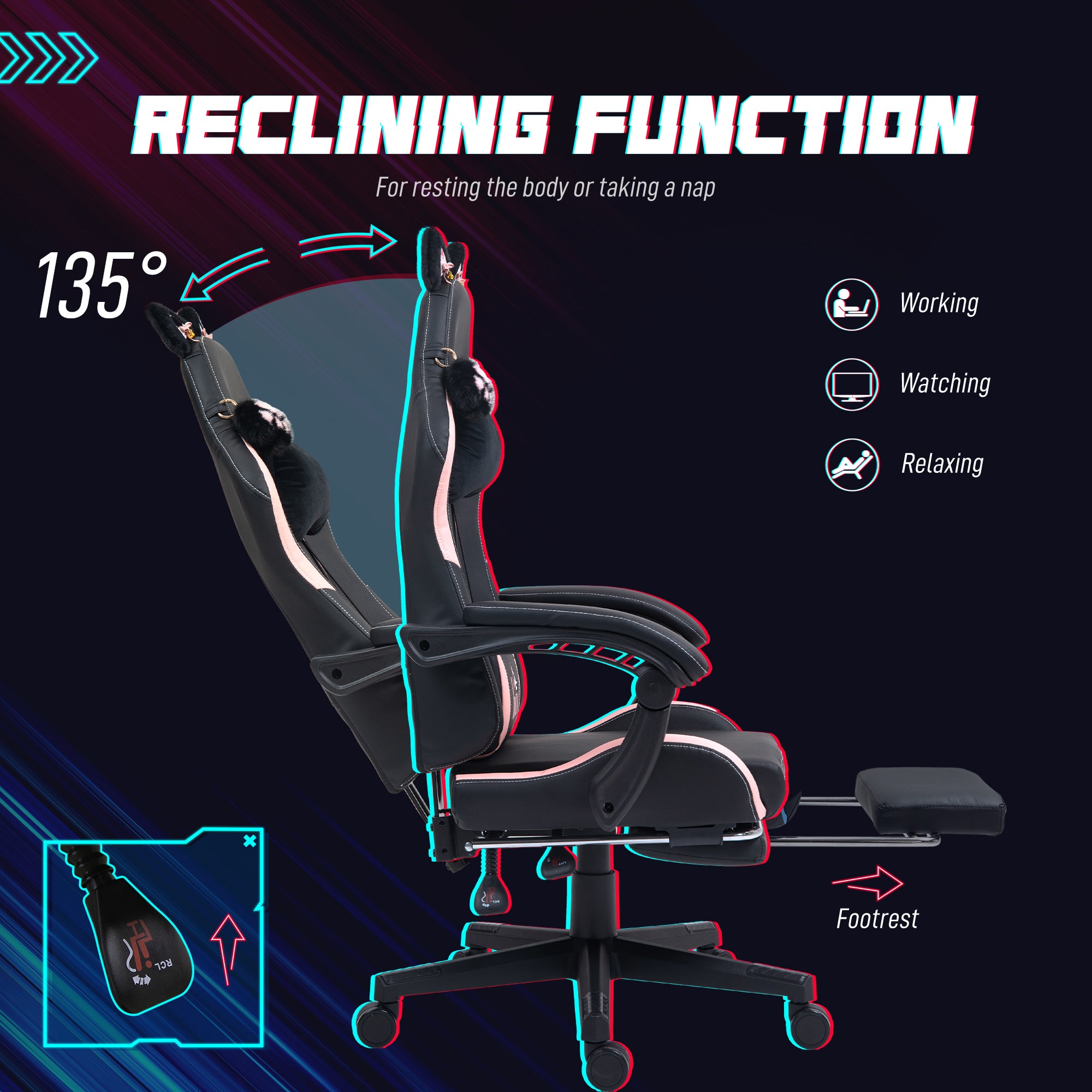 Experience Ultimate Comfort with the Ergonomic Racing Gaming Chair Featuring Recline and Footrest in Sleek Black Faux Leather