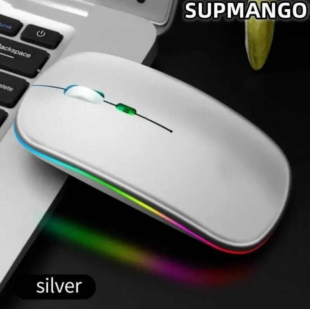 Experience Ultimate Comfort and Style with Our Slim Silent Rechargeable Wireless Mouse - RGB LED Design for Macbook, Laptop, and PC