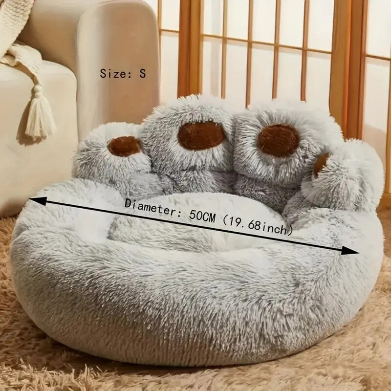 Indulge Your Dog with the Cozy Bear Paw Plush Bed - A Calming Non-Slip Cushion for Large Dogs