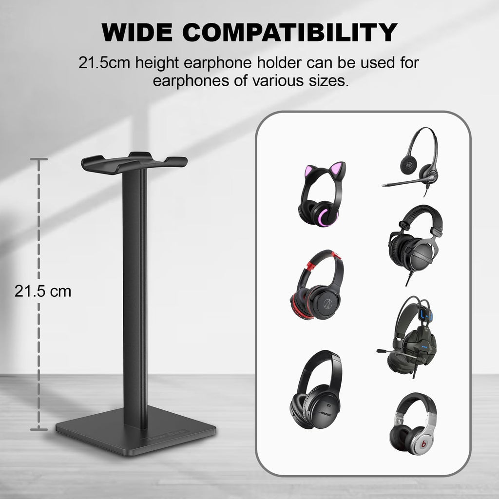 Elevate Your Audio Experience with the Sleek Black Aluminum Headphone Stand - The Ultimate Gaming and Earphone Display Solution