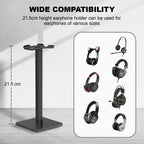 Elevate Your Audio Experience with the Sleek Black Aluminum Headphone Stand - The Ultimate Gaming and Earphone Display Solution