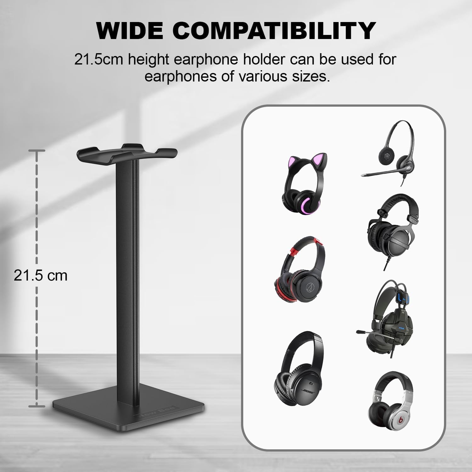 Elevate Your Audio Experience with the Sleek Black Aluminum Headphone Stand - The Ultimate Gaming and Earphone Display Solution