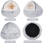 Indulge Your Pet with the Ultimate Hooded Faux Fur Cave Bed for Cats and Dogs - Soft, Cozy, and Calming Retreat