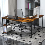 Wood Effect L-Shaped Computer Desk Featuring 2-Tier Shelves - Ideal for Home Office or Bedroom