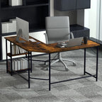 Wood Effect L-Shaped Computer Desk Featuring 2-Tier Shelves - Ideal for Home Office or Bedroom