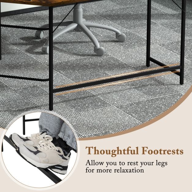 Wood Effect L-Shaped Computer Desk Featuring 2-Tier Shelves - Ideal for Home Office or Bedroom