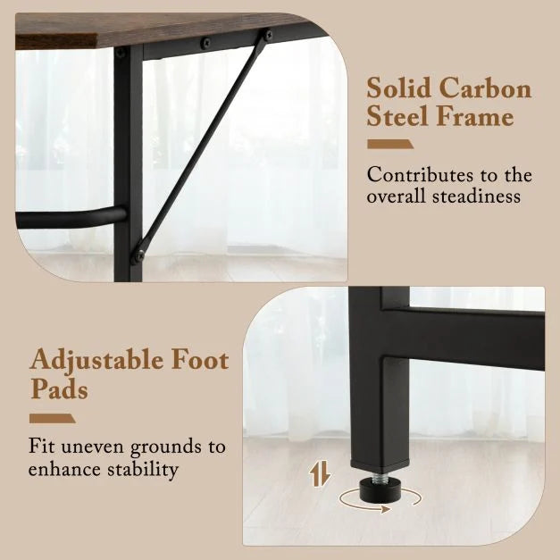 Wood Effect L-Shaped Computer Desk Featuring 2-Tier Shelves - Ideal for Home Office or Bedroom