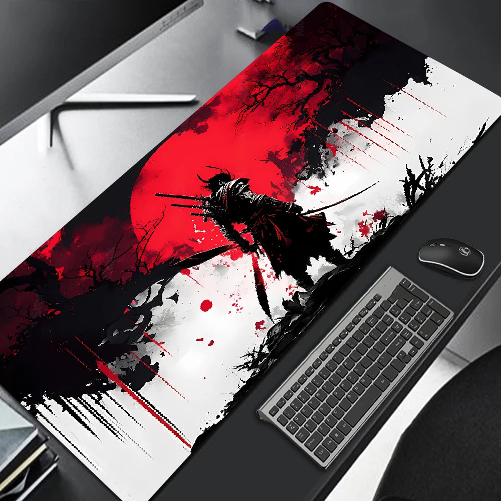 Elevate Your Gaming Experience with the Samurai Warrior Black Mouse Pad - Perfect for Gamers and Office Use!
