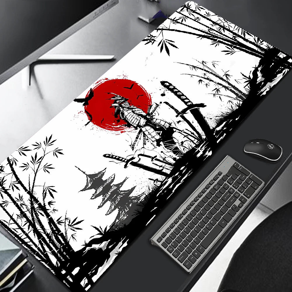 Elevate Your Gaming Experience with the Samurai Warrior Black Mouse Pad - Perfect for Gamers and Office Use!
