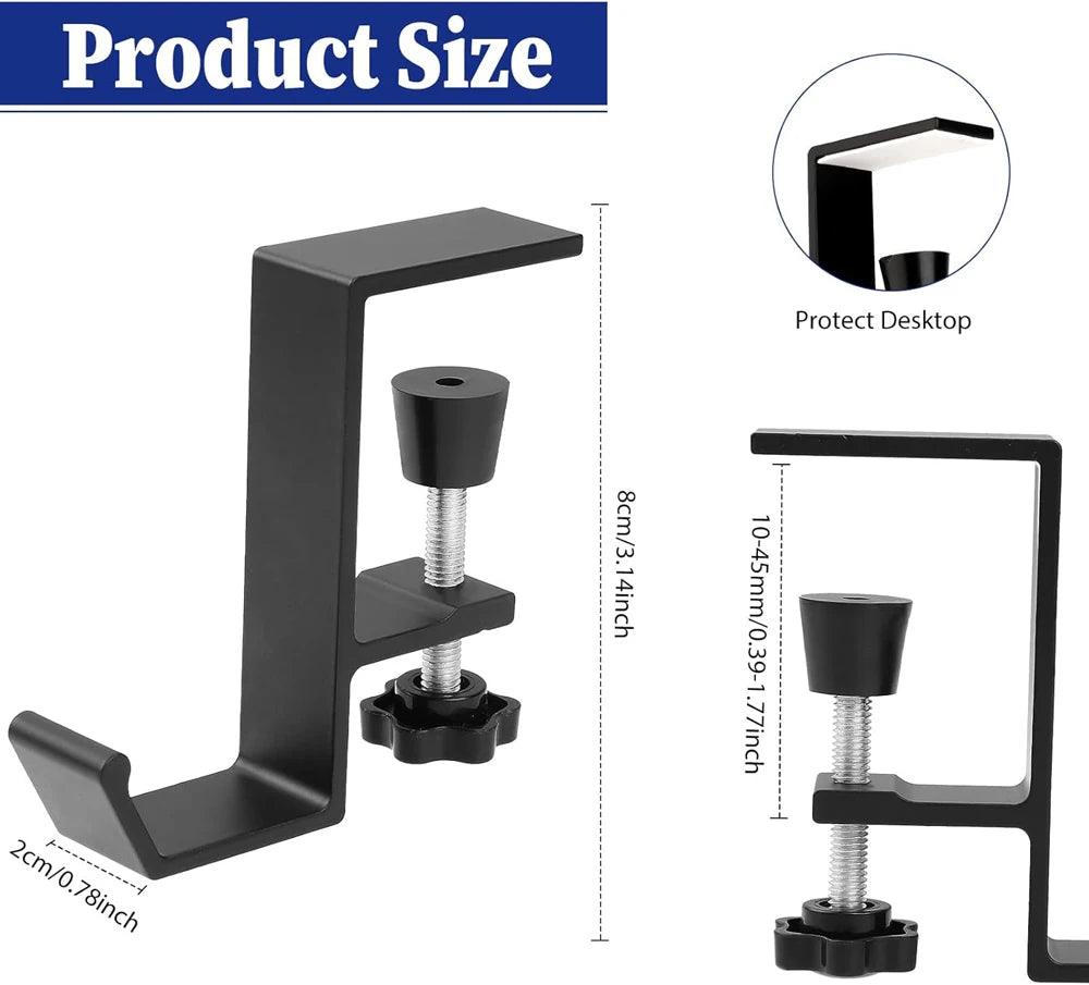 Elevate Your Gaming Setup with the Universal Aluminum Alloy Headphone Hook Hanger - Non-Slip & Adjustable for Ultimate Convenience