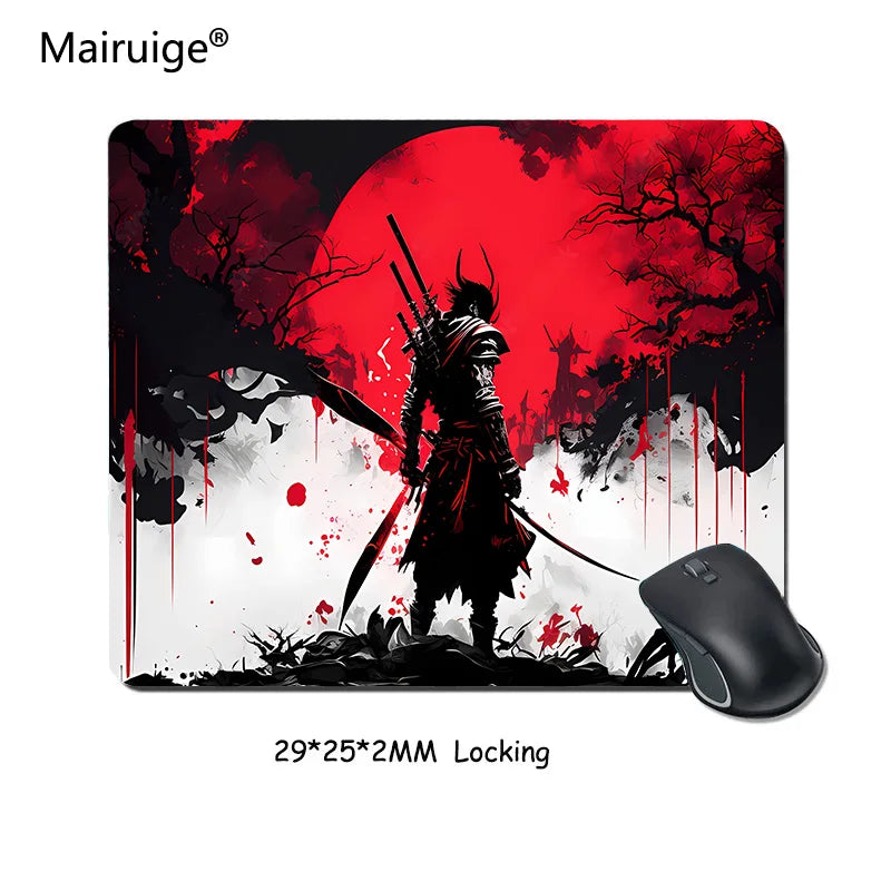 Elevate Your Gaming Experience with the Samurai Warrior Black Mouse Pad - Perfect for Gamers and Office Use!
