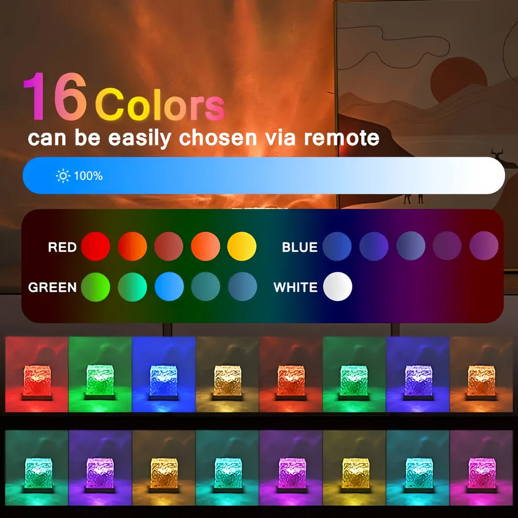 Illuminate Your World with the Ocean Wave Aurora Projector Light - 16 Captivating Colors & Convenient USB Remote Control!
