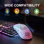 Experience Ultimate Control with the 2.4G Wireless RGB Gaming Mouse - Ergonomic Honeycomb Design, Rechargeable, and 6-Button Functionality