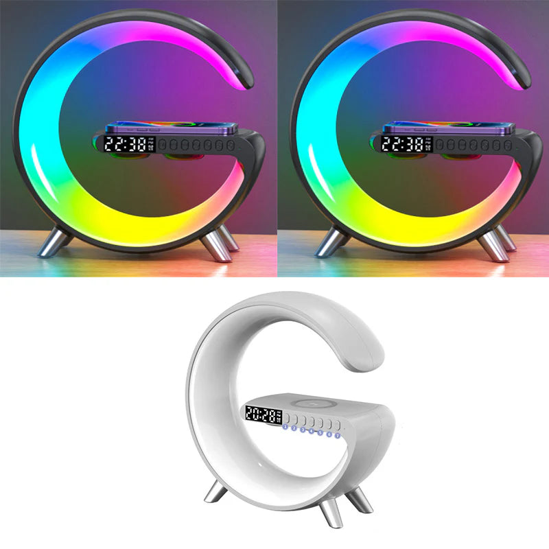 Revolutionary Smart G-Shaped LED Lamp: Bluetooth Speaker & Wireless Charger for a Stylish Home Atmosphere