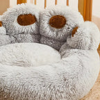 Indulge Your Dog with the Cozy Bear Paw Plush Bed - A Calming Non-Slip Cushion for Large Dogs