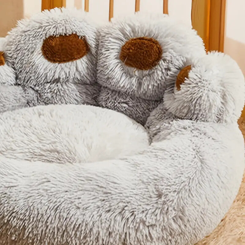 Indulge Your Dog with the Cozy Bear Paw Plush Bed - A Calming Non-Slip Cushion for Large Dogs