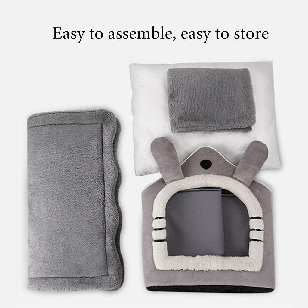 Cozy and Stylish Large Grey Pet Cat Bed - Perfect Warm House for Cats and Dogs!