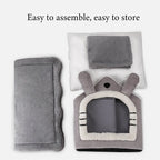 Cozy and Stylish Large Grey Pet Cat Bed - Perfect Warm House for Cats and Dogs!