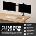 Elevate Your Workspace with the Adjustable Double Twin Arm Desk Mount for 13”-32” LCD Monitors and TVs