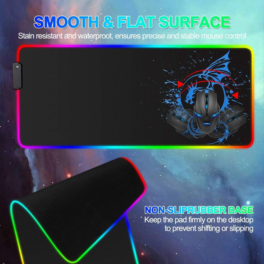 Elevate Your Gaming Experience with the Extra Large Vibrant RGB Gaming Mouse Pad - 15 Dynamic Lighting Modes & Anti-Slip Design