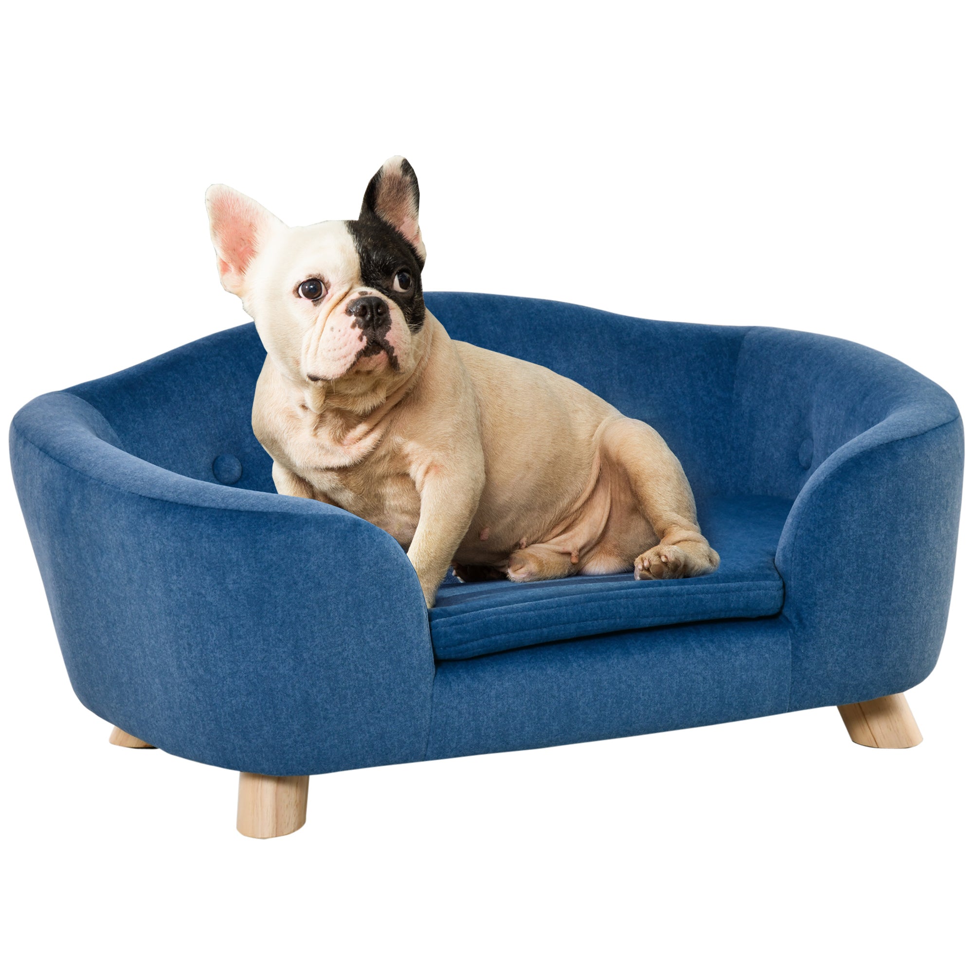 Luxurious Cozy Pet Sofa for Small Dogs & Cats - Elegant Wooden Frame with Removable Washable Cushion