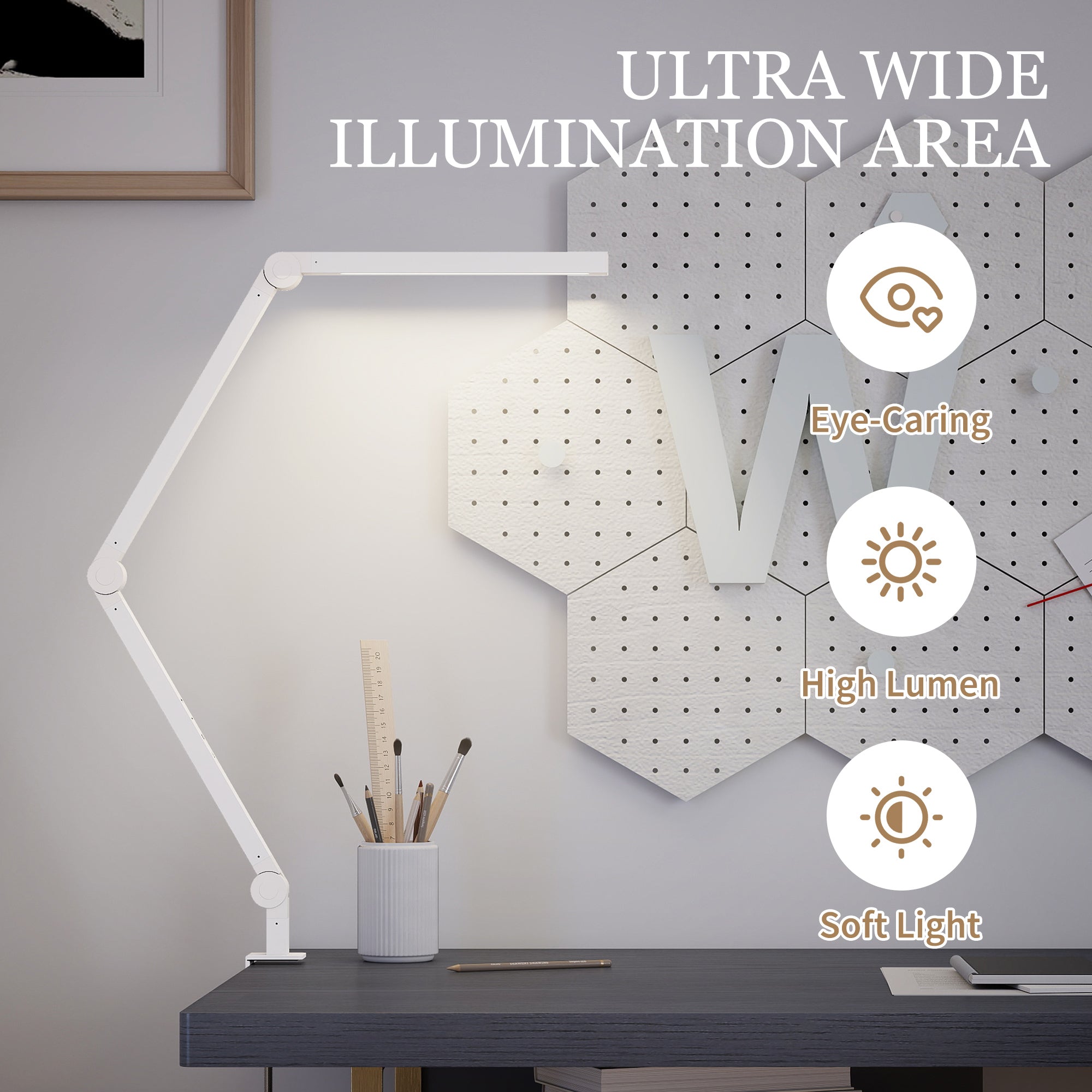 Versatile LED Desk Lamp with Dual Colour Modes - Dimmable Clamp Table Lamp for Study & Work - Sleek Black Design