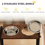 Elevate Your Dog's Dining Experience with Adjustable Raised Bowls - Stylish Brown Design with 4 Heights & 3 Angles