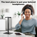 Elevate Your Audio Experience with the Sleek Black Aluminum Headphone Stand - The Ultimate Gaming and Earphone Display Solution