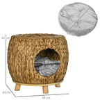 Pawhut Chic Rattan Cat House Stool with Plush Cushion - The Ultimate Retreat for Your Feline Companion!