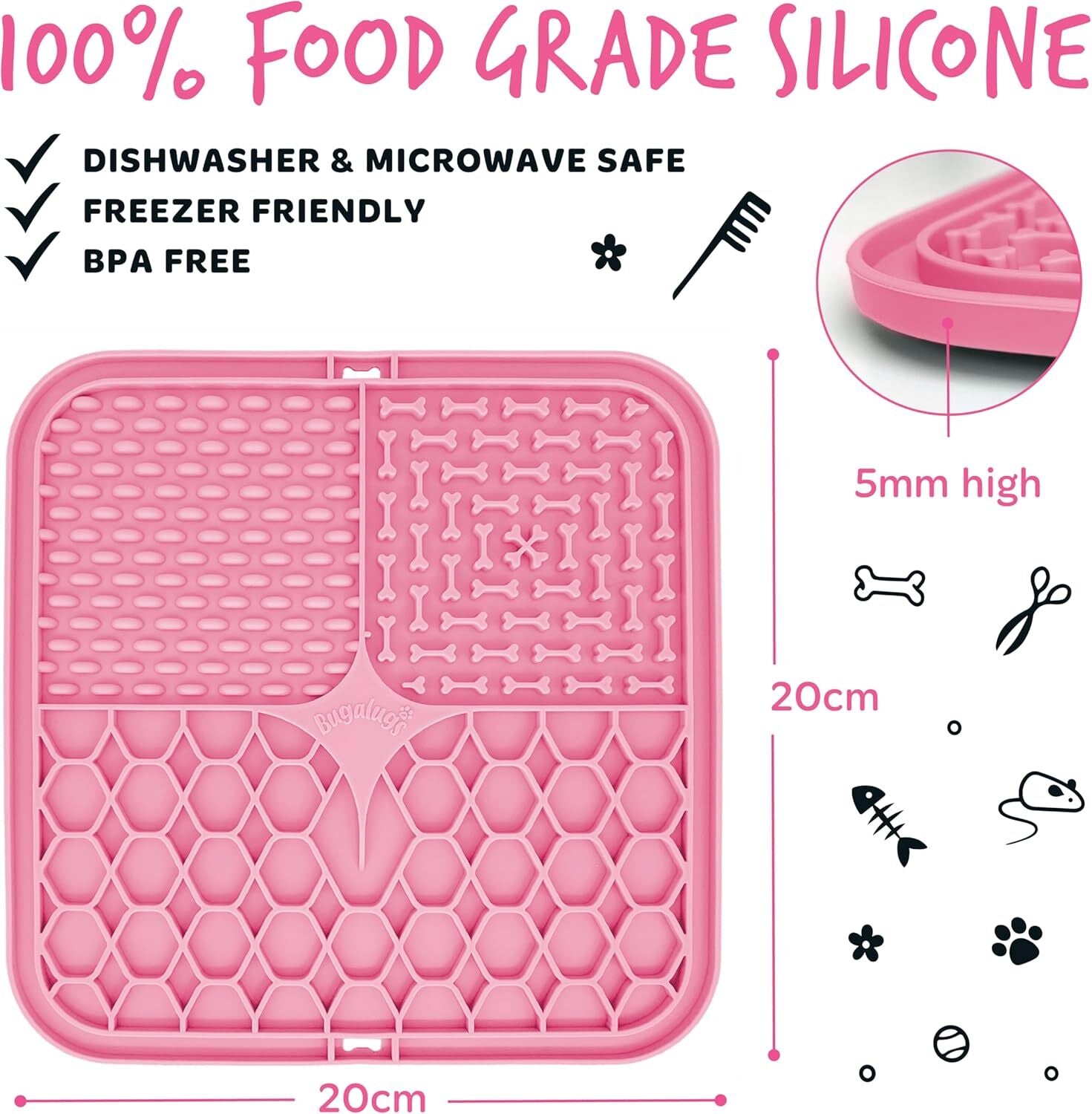 Transform Mealtime into Fun with the Bugalugs Boredom Breaker Lick Mat - Safe, Durable & Entertaining Pet Tool