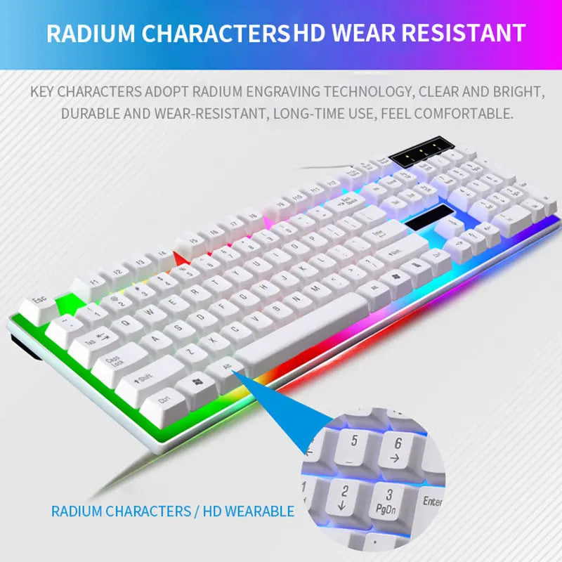 Mechanical Gaming Keyboard Mouse Combo Set LED Light Backlit Computer Desktop PC