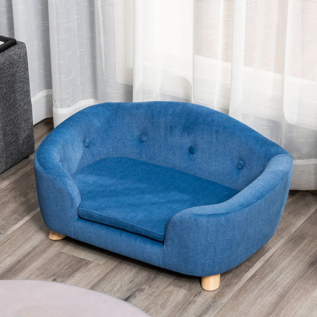 Luxurious Cozy Pet Sofa for Small Dogs & Cats - Elegant Wooden Frame with Removable Washable Cushion