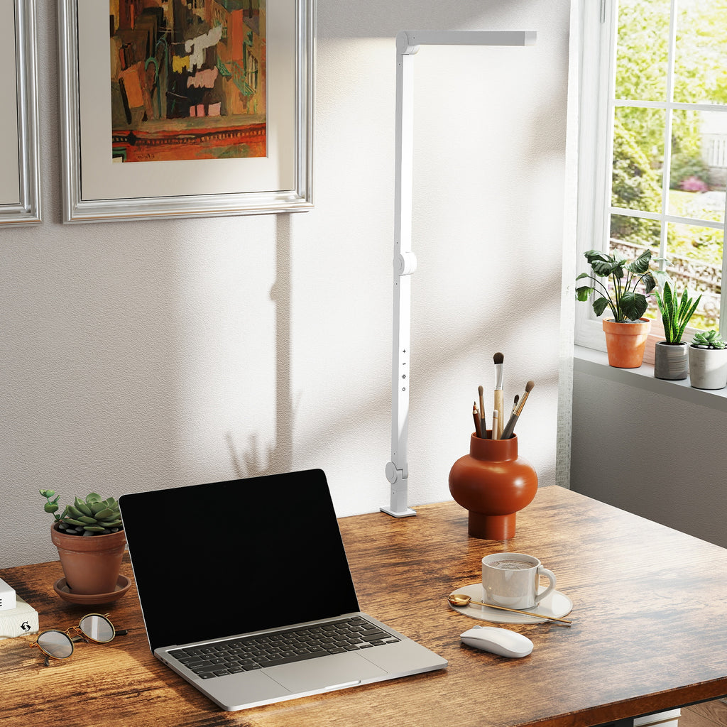 Versatile LED Desk Lamp with Dual Colour Modes - Dimmable Clamp Table Lamp for Study & Work - Sleek Black Design