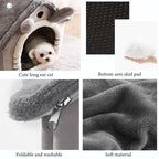 Cozy and Stylish Large Grey Pet Cat Bed - Perfect Warm House for Cats and Dogs!