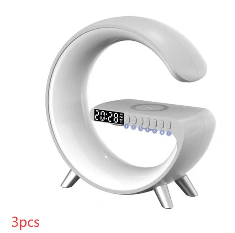 Revolutionary Smart G-Shaped LED Lamp: Bluetooth Speaker & Wireless Charger for a Stylish Home Atmosphere
