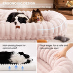 Indulge in Comfort: Luxury Striped Faux Fur Human Dog Bed with Orthopedic Foam and Cozy Blanket - Perfect for You and Your Pet!