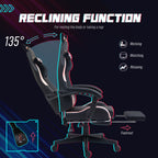 Experience Ultimate Comfort with the Ergonomic Racing Gaming Chair Featuring Recline and Footrest in Sleek Black Faux Leather