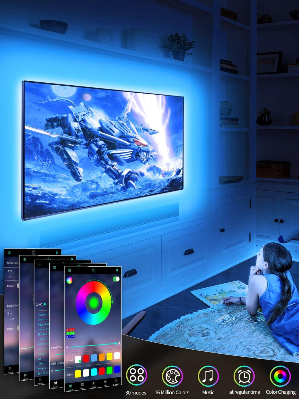 Illuminate Your Entertainment: 13.1Ft LED Lights for 40-65 Inch TVs Enhance Your Viewing Experience!