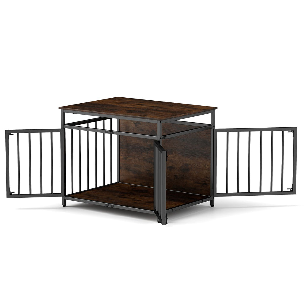 Stylish and Durable 3-Door Dog Crate with Hollow Top – The Perfect Home for Your Small to Medium Dogs!