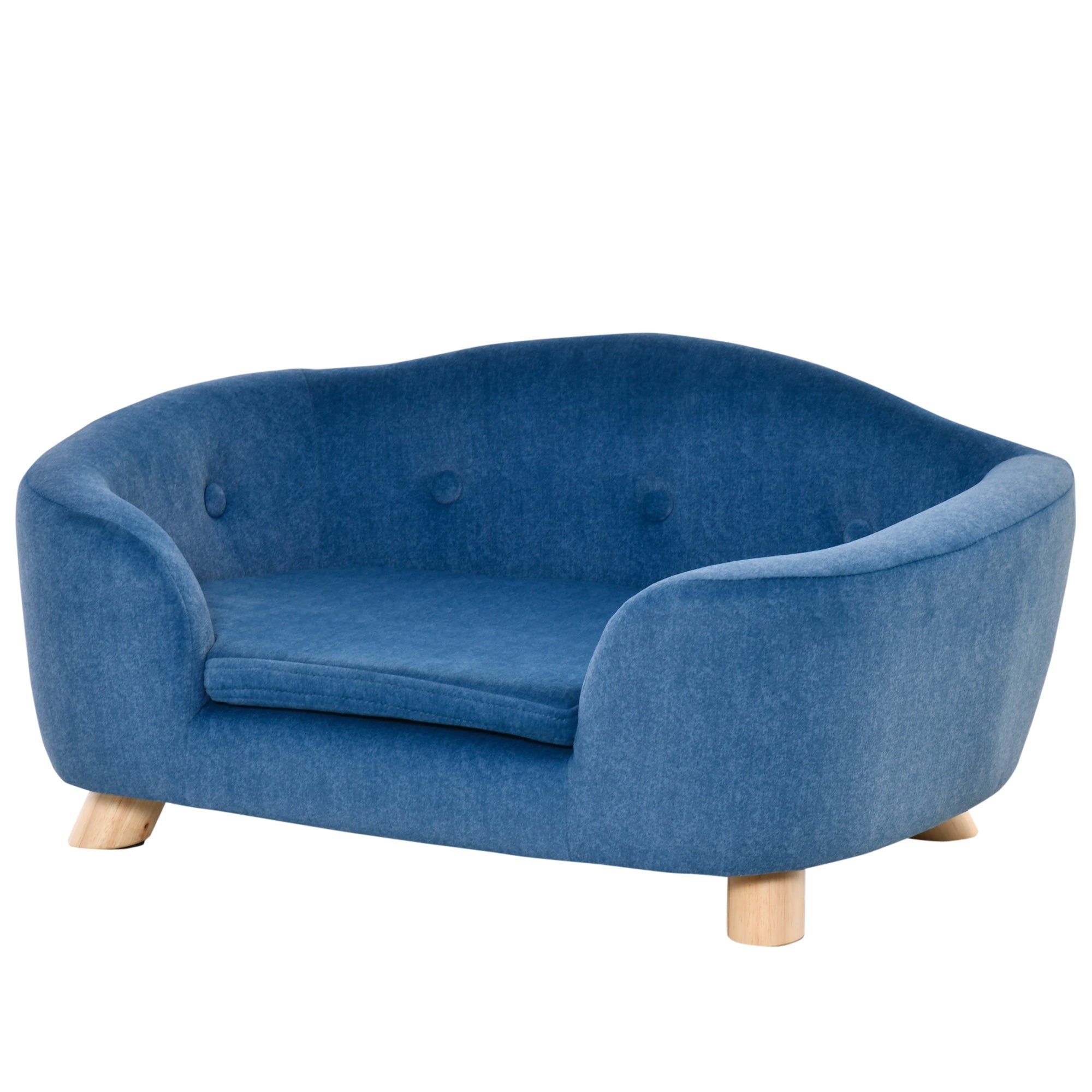 Luxurious Cozy Pet Sofa for Small Dogs & Cats - Elegant Wooden Frame with Removable Washable Cushion