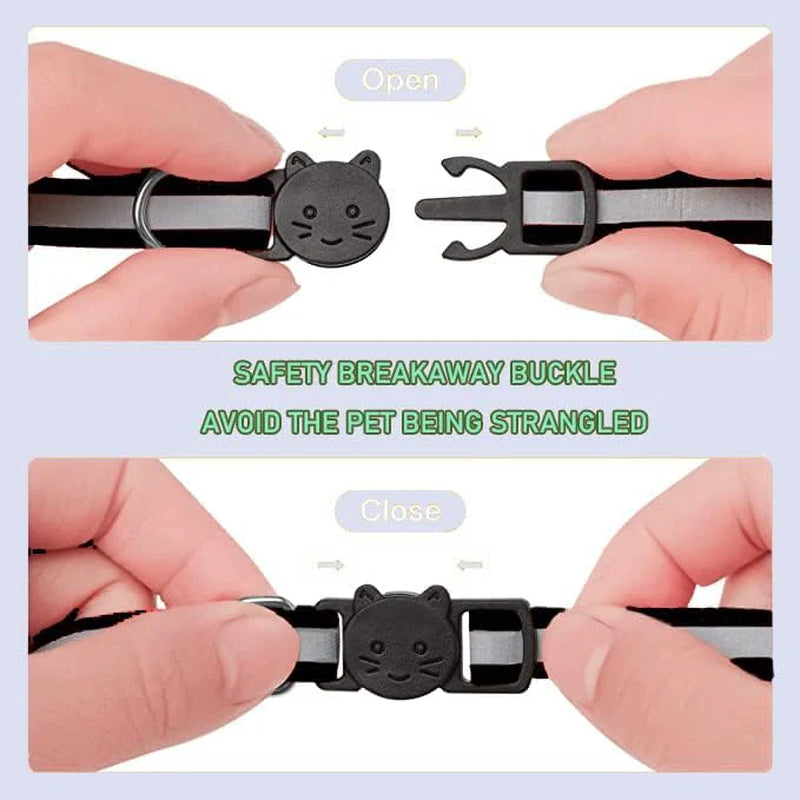 Keep Your Kittens Safe and Stylish with Our 2 Pack Reflective Black Cat Collars - Quick Release with Bell!