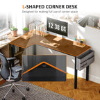 Stylish L-Shaped Corner Desk with Fabric Bag and Hooks - Perfect for Your Home Office or Study