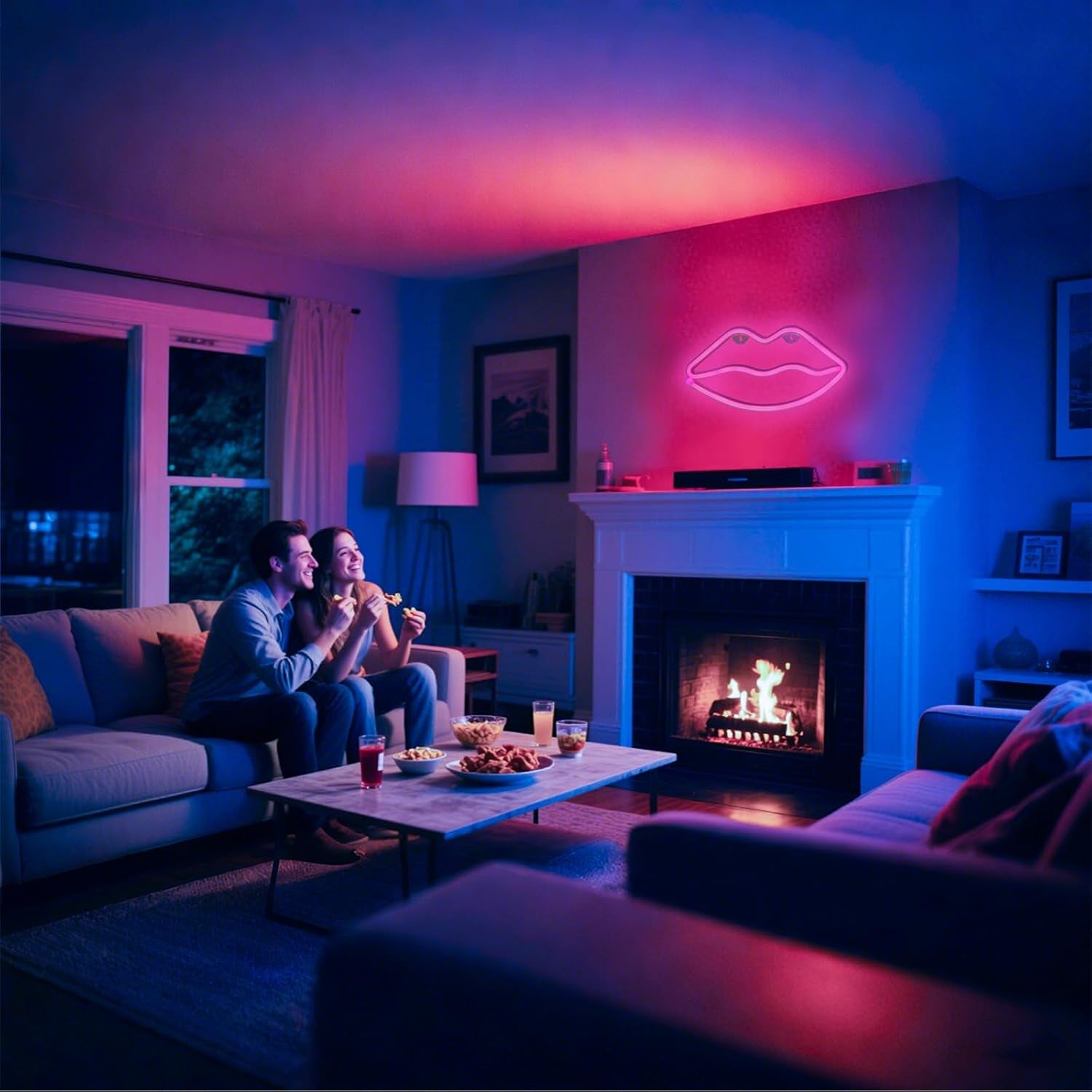 Illuminate Your Space with the Vibrant Pink LED Lips Neon Light - Perfect Decorative Wall Art for Bedrooms, Parties, and More!