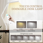 Versatile LED Desk Lamp with Dual Colour Modes - Dimmable Clamp Table Lamp for Study & Work - Sleek Black Design