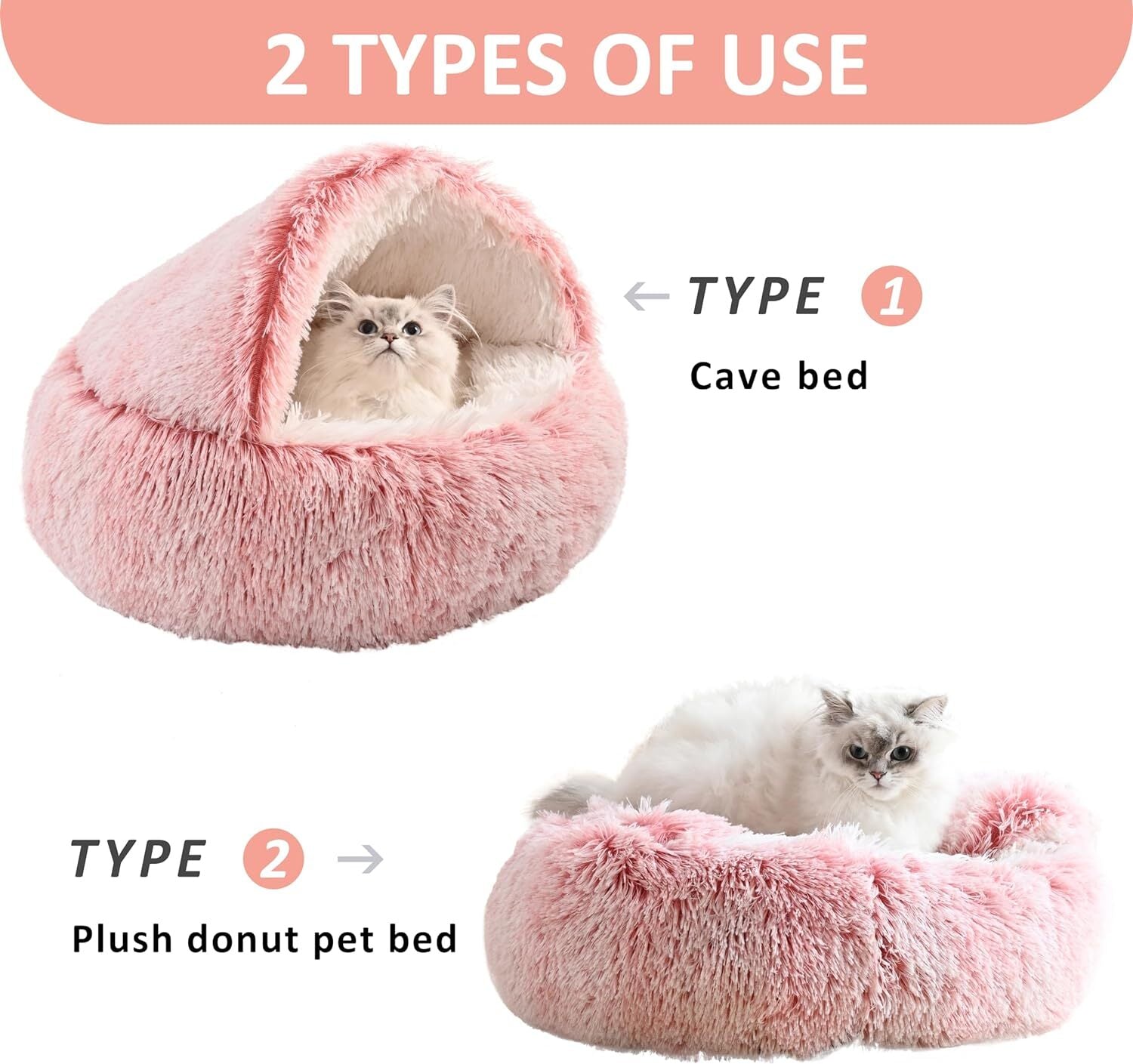 Indulge Your Pet with the Ultimate Hooded Faux Fur Cave Bed for Cats and Dogs - Soft, Cozy, and Calming Retreat